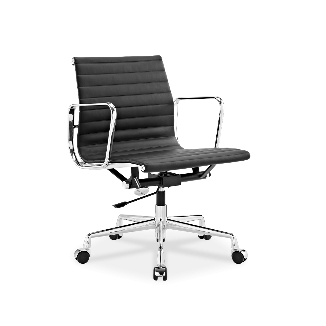 Place Furniture Replica Eames Office Chair Italian Leather Black 2 