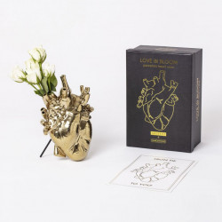 PLACE FURNITURE SELETTI Marcantonio Porcelain Love in Bloom Heart Vase 09921 Gold 09